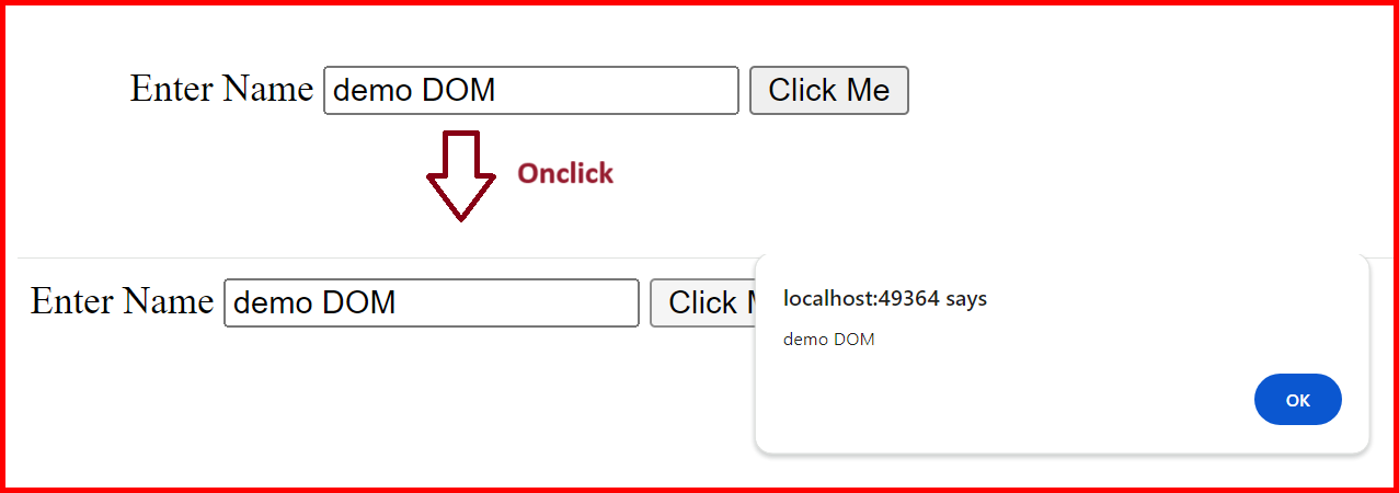 Picture showing calling the DOM element using JavaScript